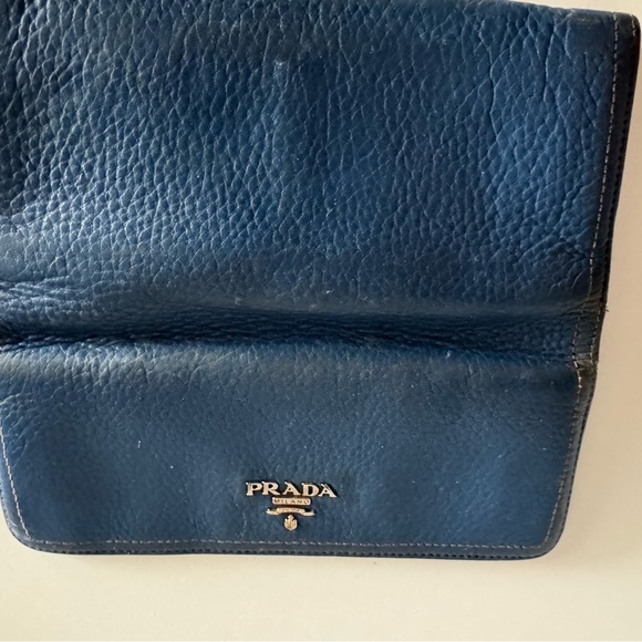 Prada Teal Blue Leather Women's Continental Wallet - Picture 9 of 13